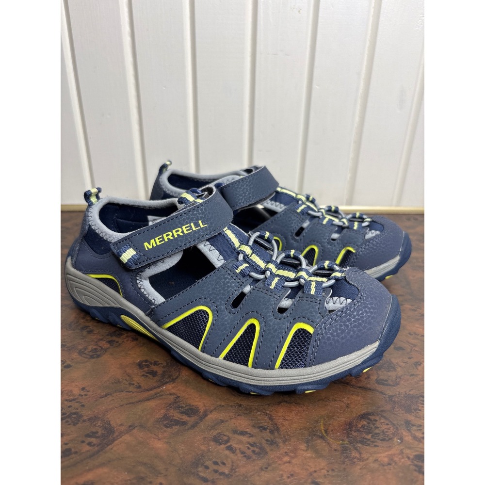 Merrell Hydro Hiker Kids Navy Lime Green Water Sandals MY54859 Size 4M EU 35
